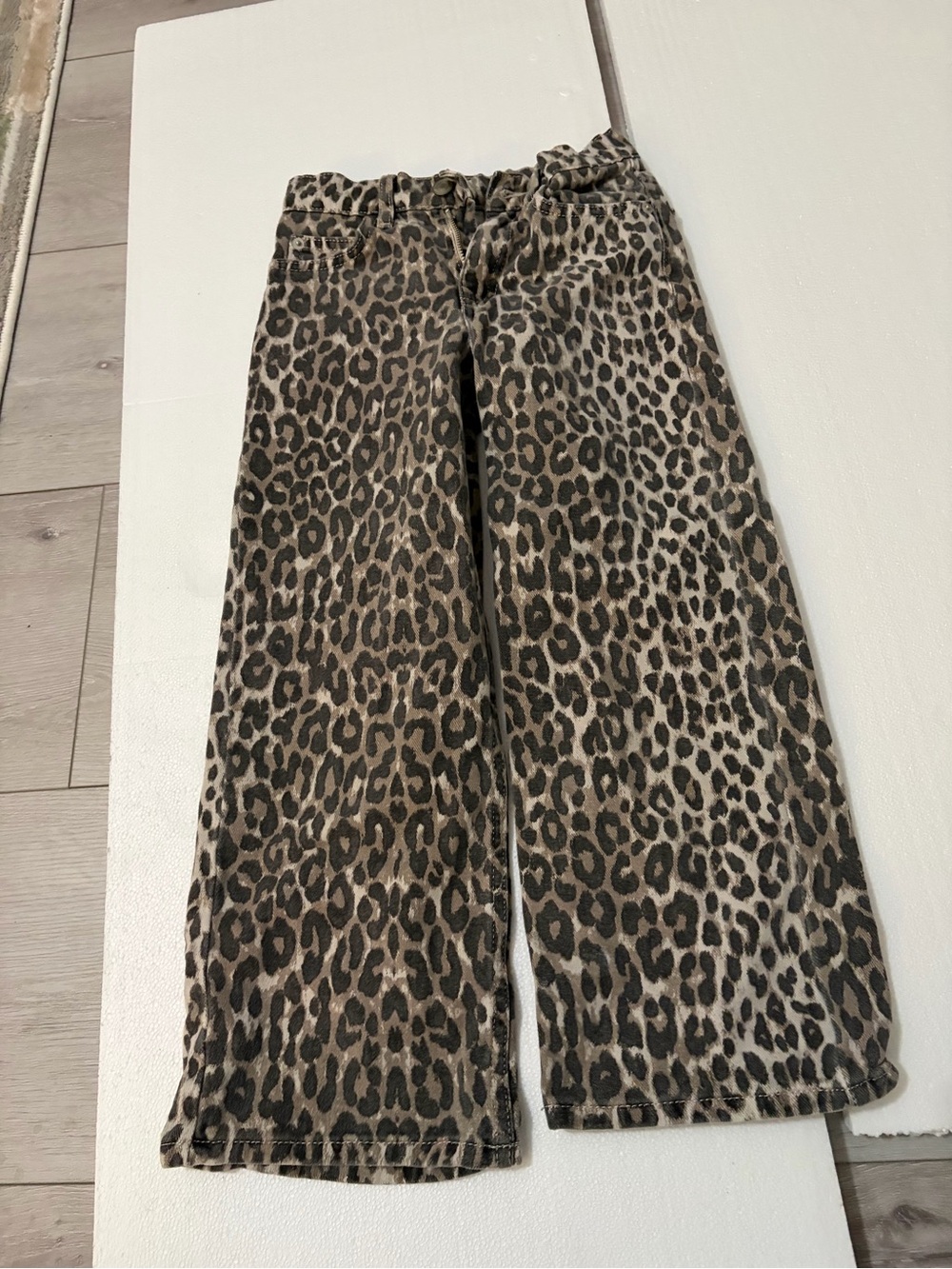 Zara kids Leopard Print Wide-Leg Jeans - Brown & Black girls 6